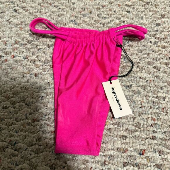 NWT Superdown x Revolve Hazel Bikini Bottom hot pink high waist thong bikini XXS - Picture 5 of 8